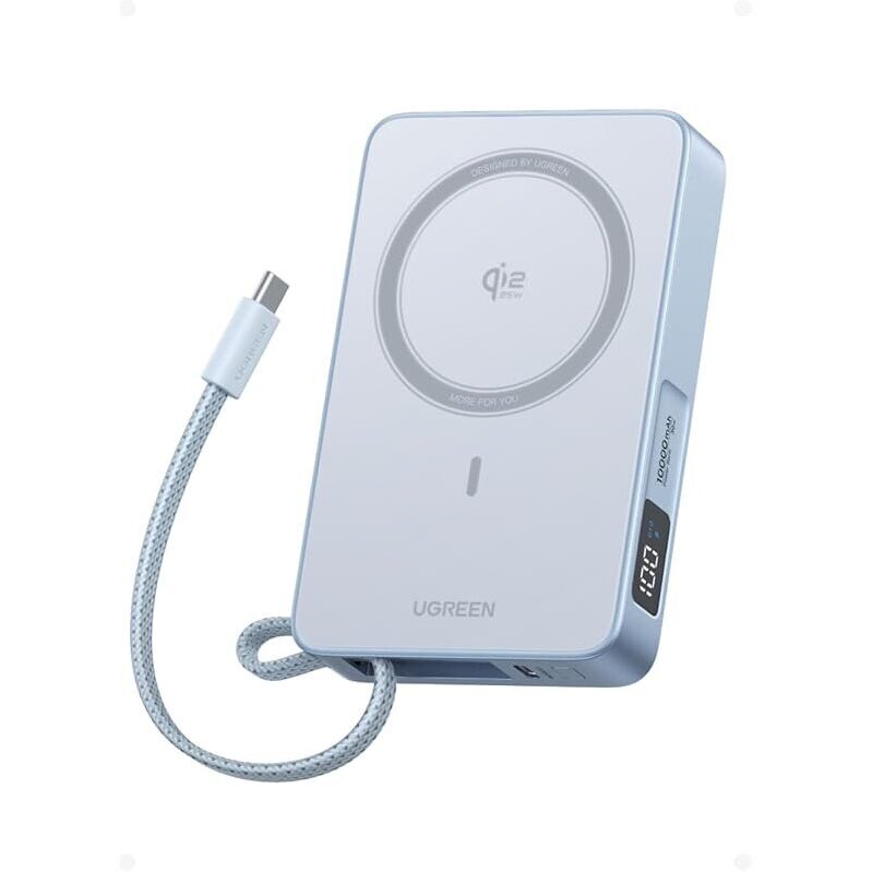 UGREEN MagFlow 10,000mAh Power Bank with Built-in Cable