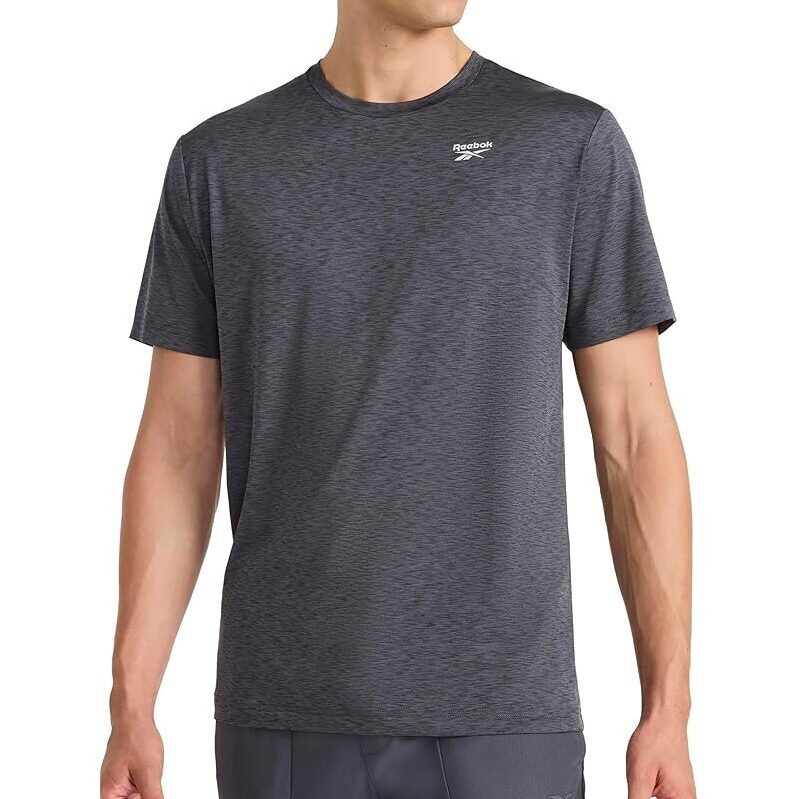 Reebok Men's Reflective Small Logo Crewneck T-Shirt - Cool, Breathable, and Reflective