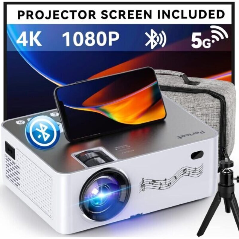 Outdoor Movie Projector with WIFI and Bluetooth, 4K Support, 100