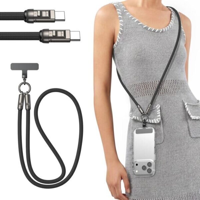 TUNKIA Phone Lanyard with USB C Cable - Anti-Theft, Universal, 3.93ft