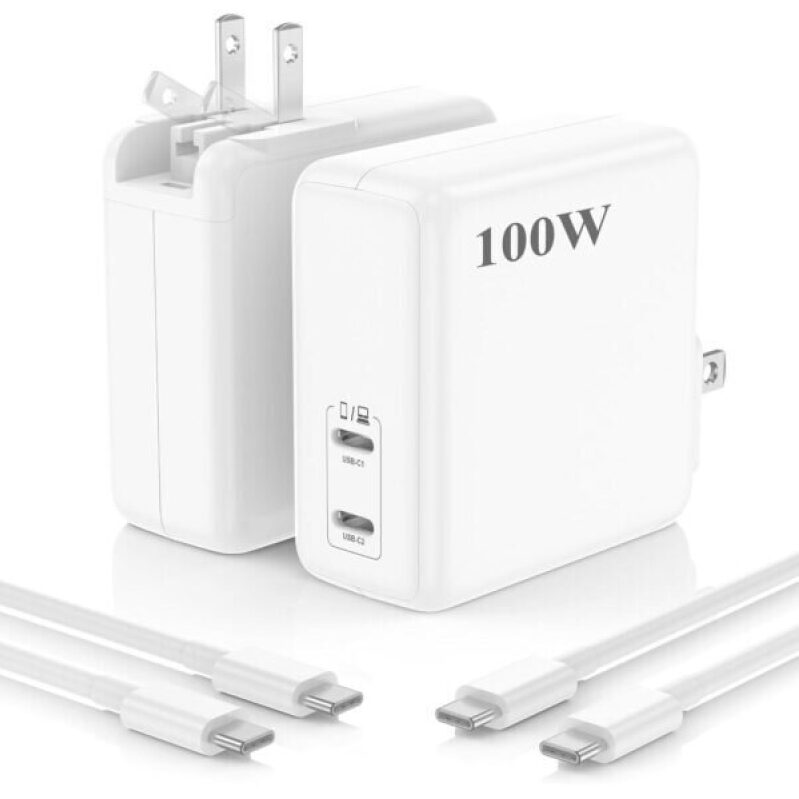 Double Power: 100W USB-C Charger Pack with 6FT & 10FT Cables - Ultimate Charging Solution for Apple, Samsung, and More