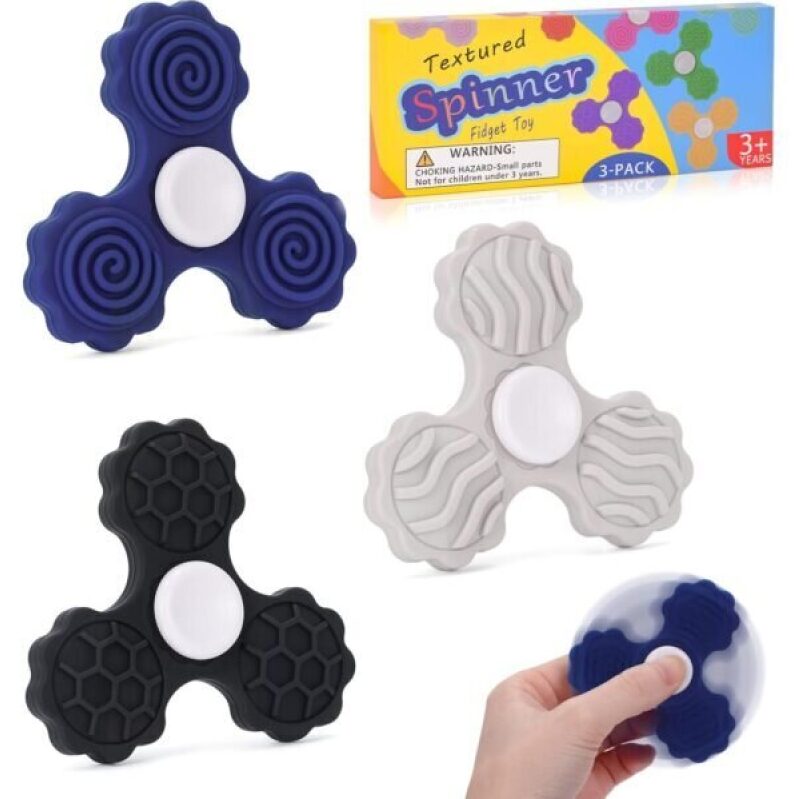 3 PCS Silicone Fidget Spinners - Stress Relief Toys