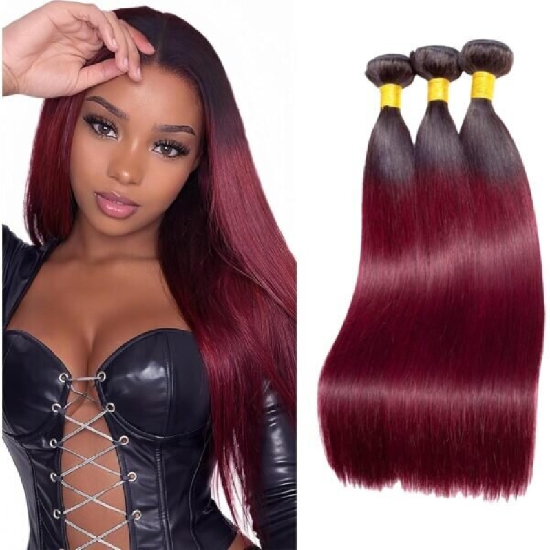 Affordable Ombre Burgundy Red Remy Hair Extensions - 50% Off