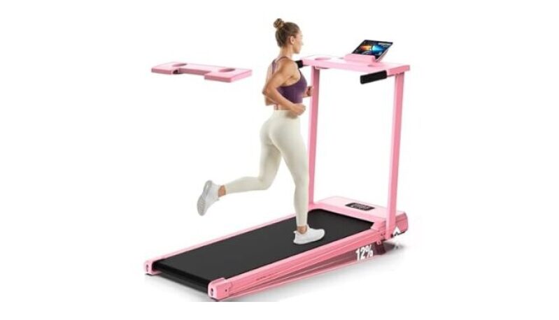 3.5HP Walking Pad Incline Treadmill with Desk & Handle Bar