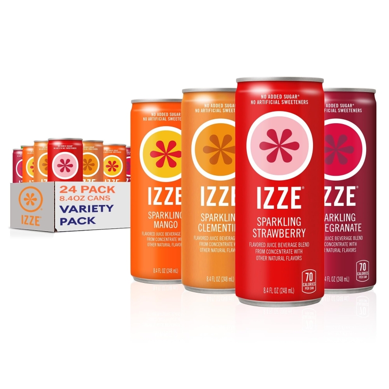 IZZE Sparkling Water Juice Beverage Blend, Dawn Variety Pack 24ct