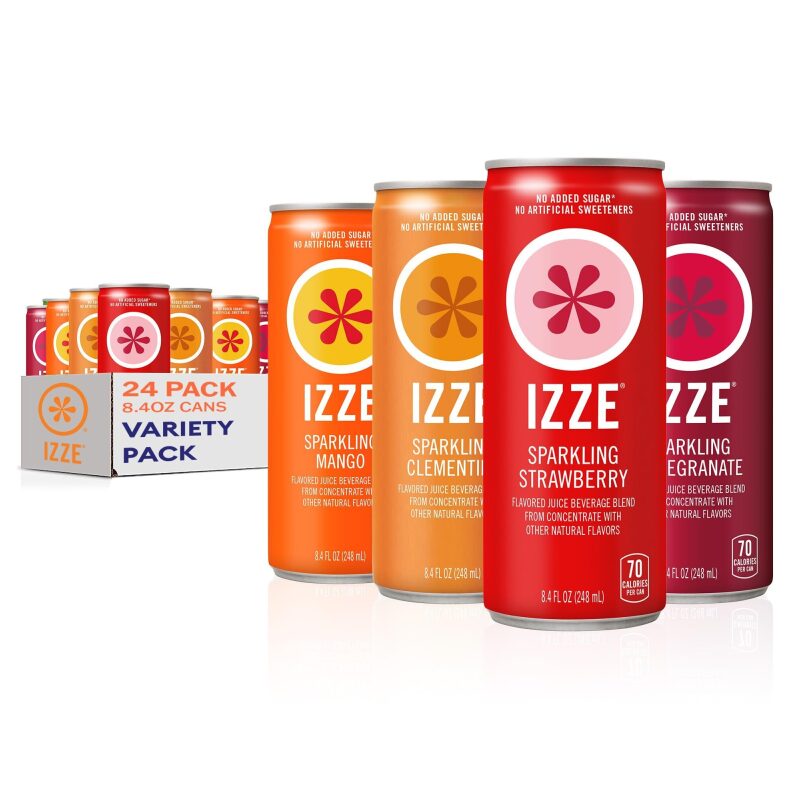 IZZE Sparkling Water Juice Beverage Blend, Dawn Variety Pack 24ct