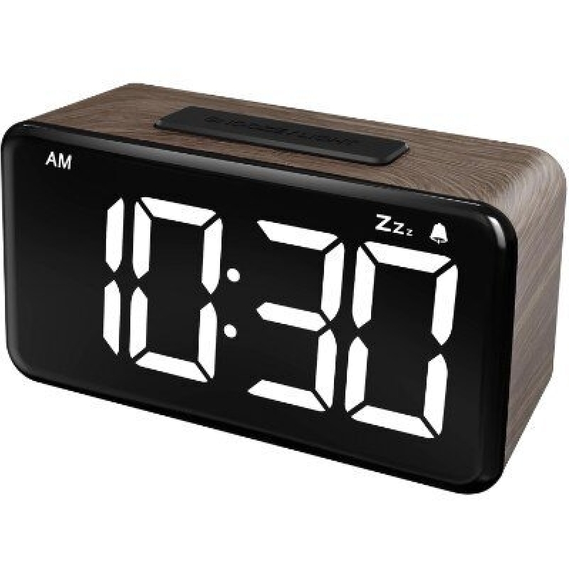 NOKLEAD Wooden Grain LED Digital Alarm Clock - Perfect for Modern Bedrooms