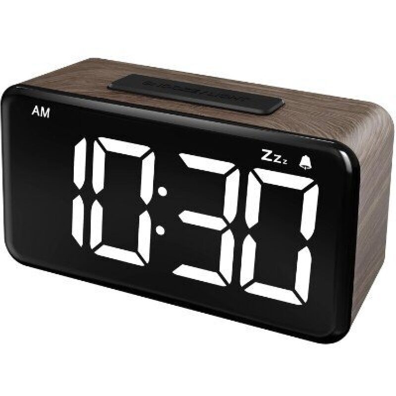 NOKLEAD Wooden Grain LED Digital Alarm Clock - Perfect for Modern Bedrooms