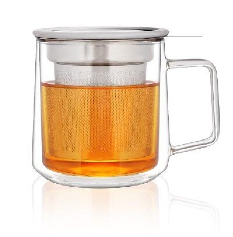 12oz Double Layer Glass Tea Cup with Infuser