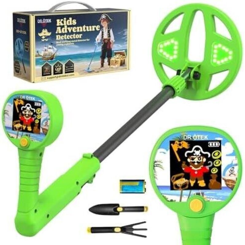 DR.ÖTEK Kids Adventure Detector - 6.7 Inch LED Metal Detector with Treasure Hunt Theme