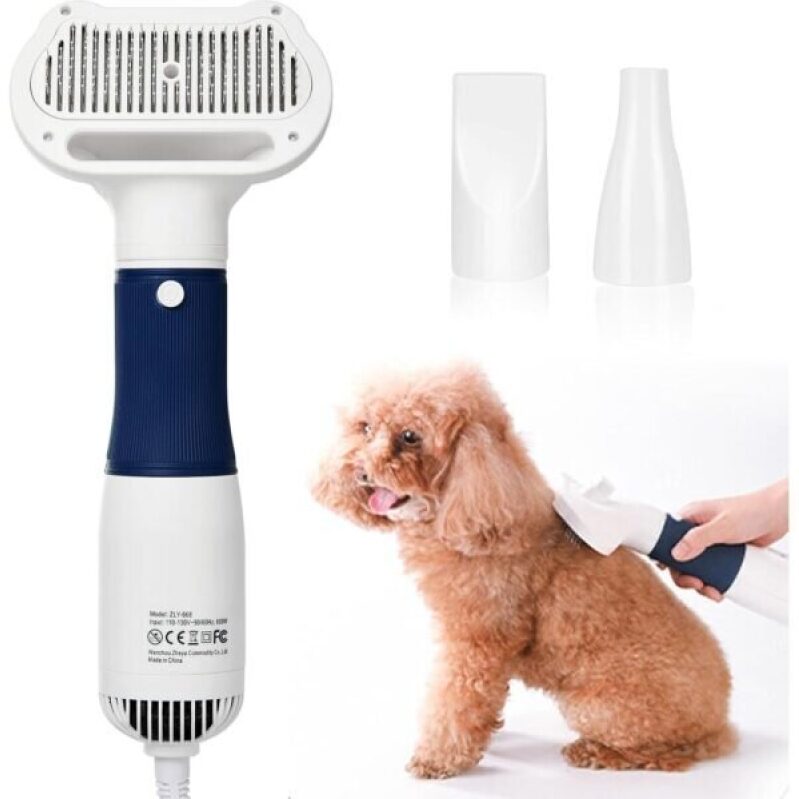 3-in-1 Pet Blow Dryer and Brush - Portable, Professional, Adjustable Temperature, Heat Protection for Dogs and Cats