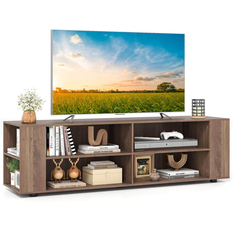 Costway Cubby TV Stand for TVs up to 65-in w/8 Open Shelves