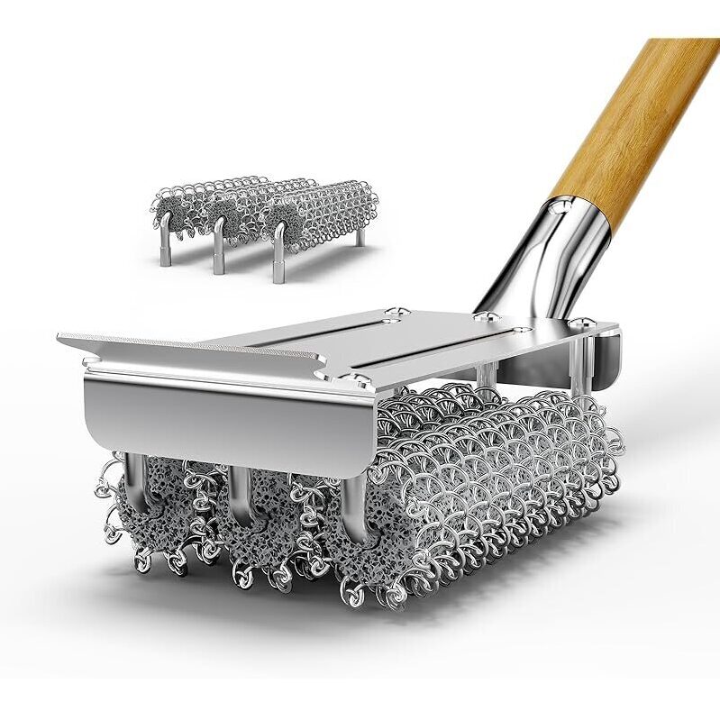 House Again Bristle-Free Grill Brush and Scraper with 3 Replacement Heads