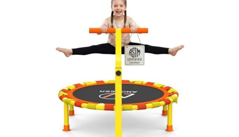 38” Kids Trampoline with Adjustable Handle – Safe Indoor/Outdoor Play