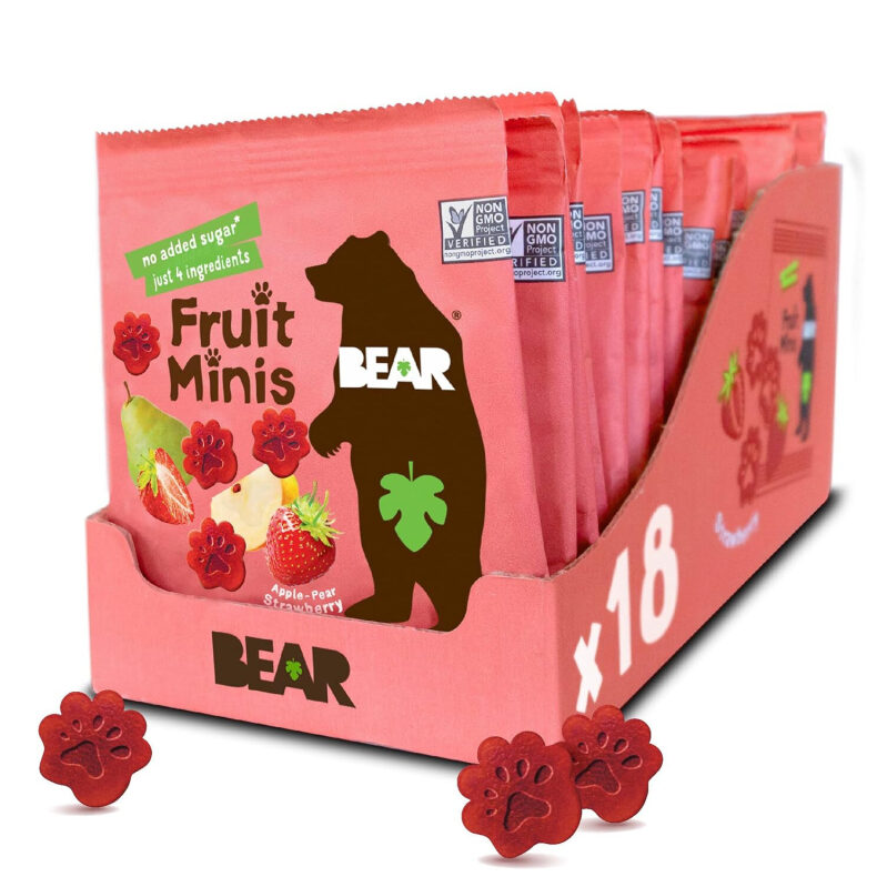 BEAR Fruit Minis Strawberry-Pear Snack Pack - Healthy, Tasty, and Convenient