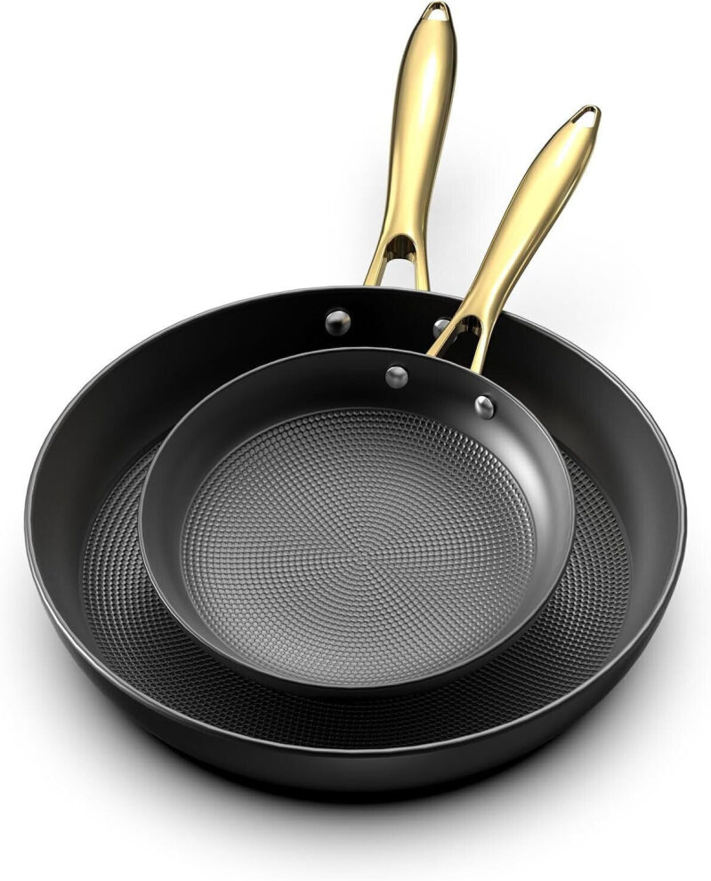 Premium Non-Stick Cast Iron Skillet Set - 8+12 Inch