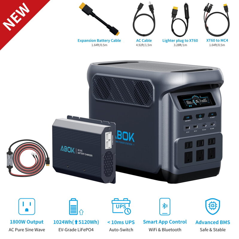 ABOK Elux1 1024Wh Power Station with Charger - Ultimate Backup Solution