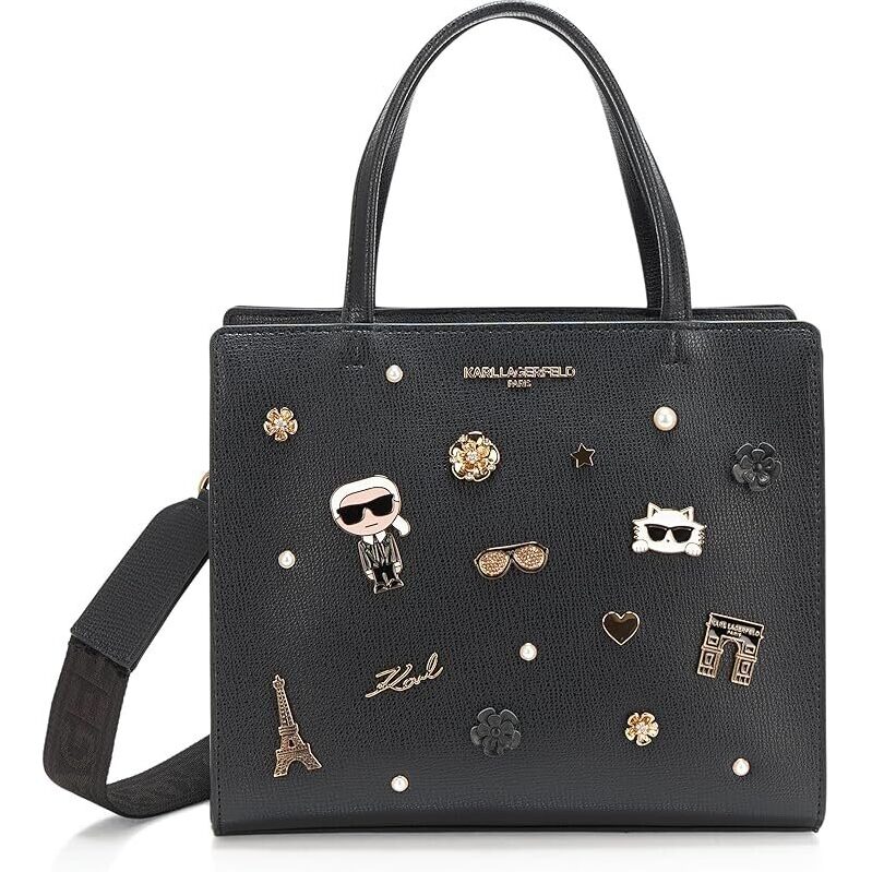KARL LAGERFELD Womens Maybelle Pins Satchel - Luxury Handbag