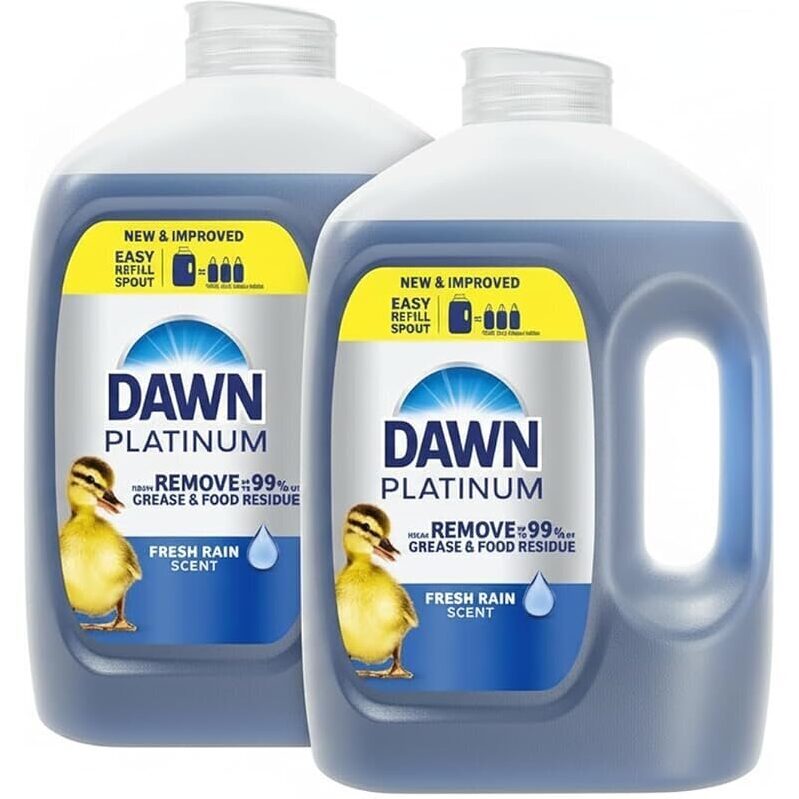 2-pk Dawn Platinum Refill Jug Dish Soap, Fresh Rain Scent 51.5oz