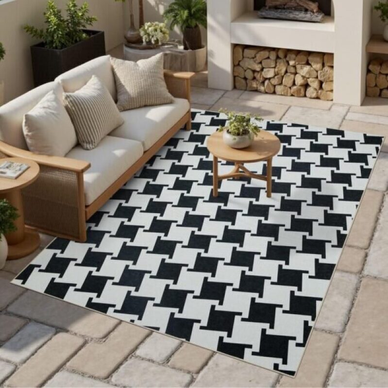 Modern Geometric Jute Rug - Perfect for Living Room & Outdoor Patio