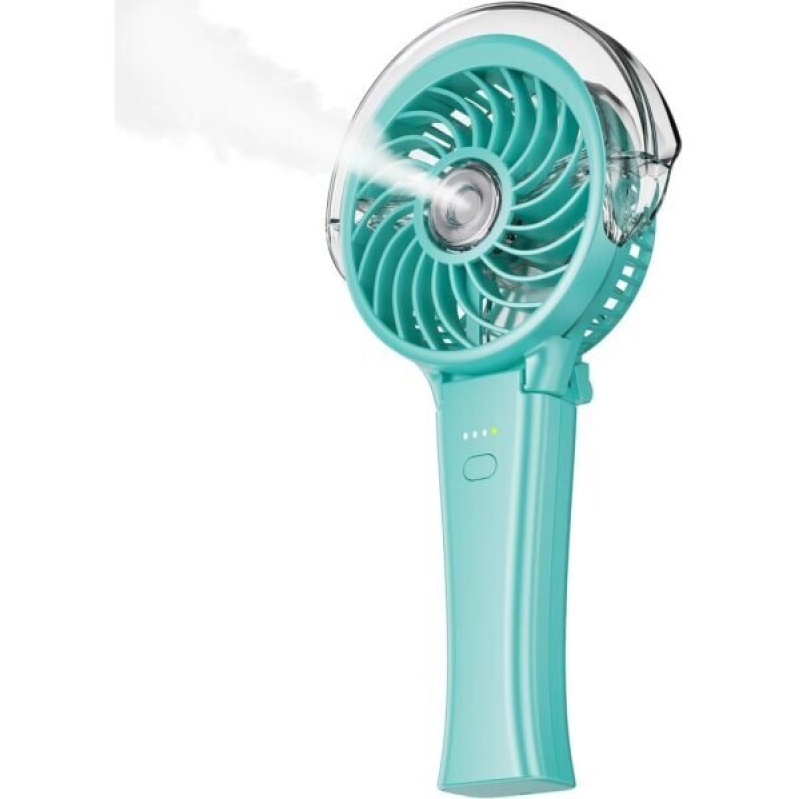 KIBEE Portable Misting Fan - 4000mAh Rechargeable, 50ml Water Tank, Foldable 180° Handheld with Mist Spray, 3-Speed Personal, Portable Charger for Travel, Outdoors, Makeup & More (Green)