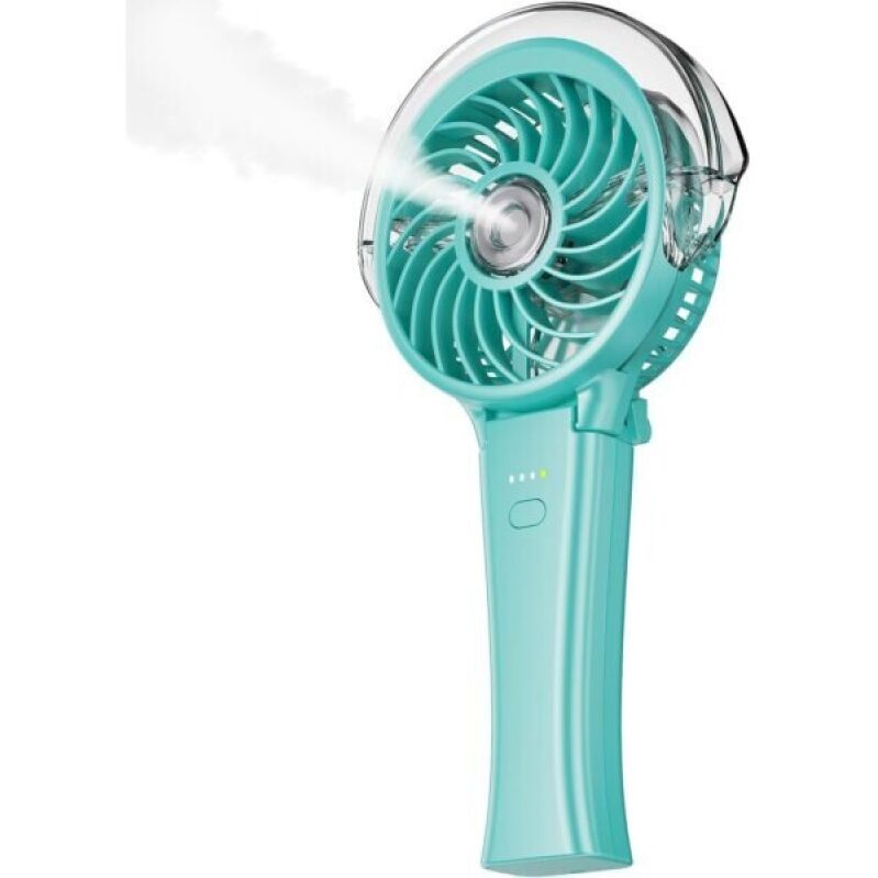 KIBEE Portable Misting Fan - 4000mAh Rechargeable, 50ml Water Tank, Foldable 180° Handheld with Mist Spray, 3-Speed Personal, Portable Charger for Travel, Outdoors, Makeup & More (Green)