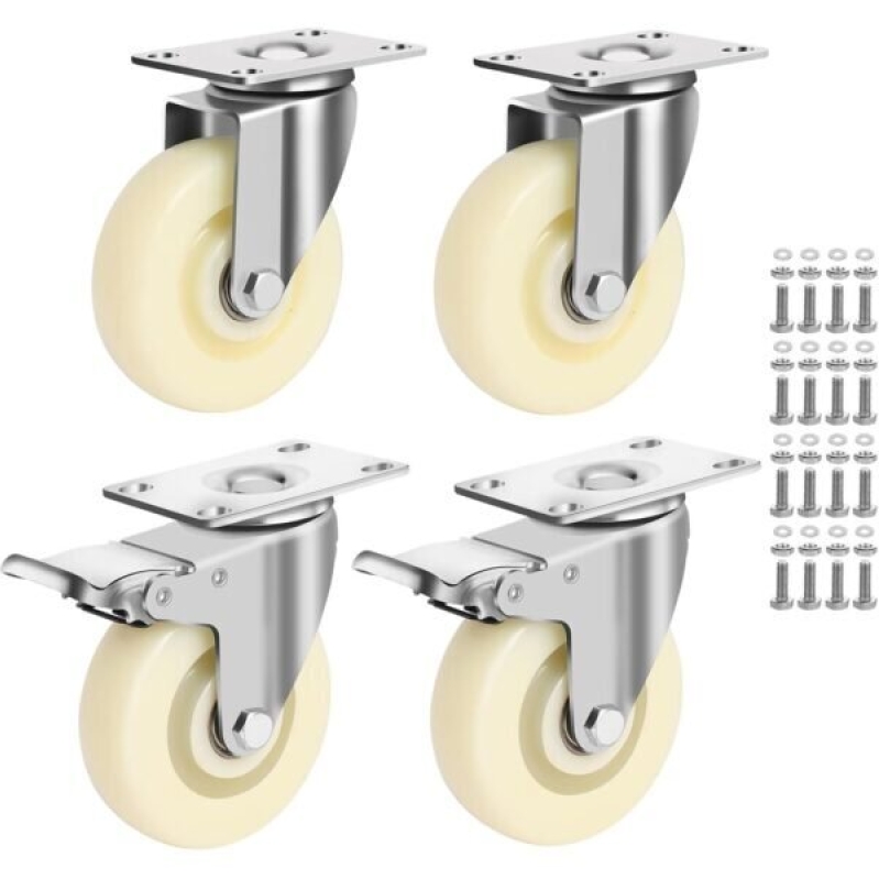 TGHEY 4 Inch Caster Wheels Set - Heavy Duty Swivel Casters with 2 Locking Brakes