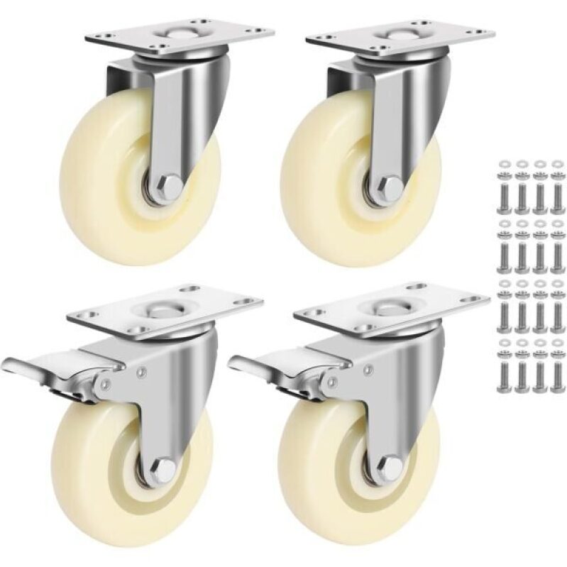 TGHEY 4 Inch Caster Wheels Set - Heavy Duty Swivel Casters with 2 Locking Brakes