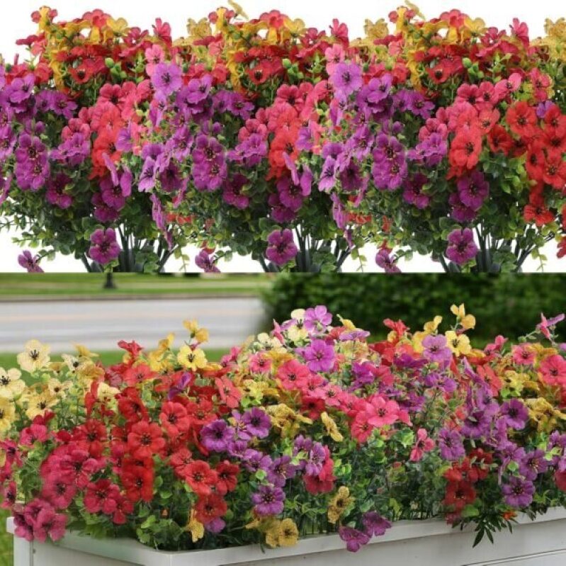 UV Resistant Artificial Flowers for Outdoors - 12 Bundles