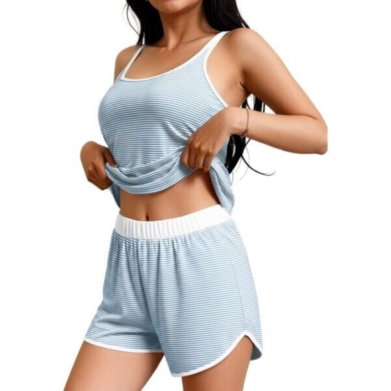 50% Off - JUSTFASHIONNOW Womens Striped Tank Top Pajama Set