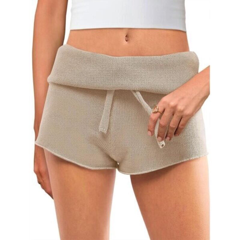 Saodimallsu Women's Foldover Lounge Shorts - Khaki