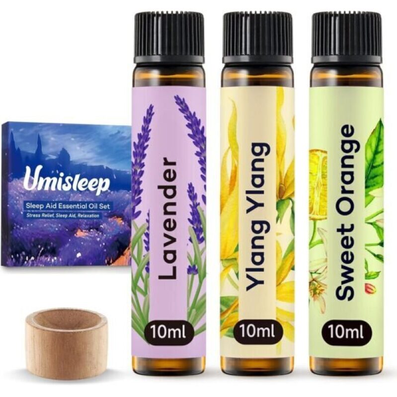Umisleep High-Potency Essential Oils Set for Better Sleep & Relaxation – Lavender, Sweet Orange, Ylang-Ylang