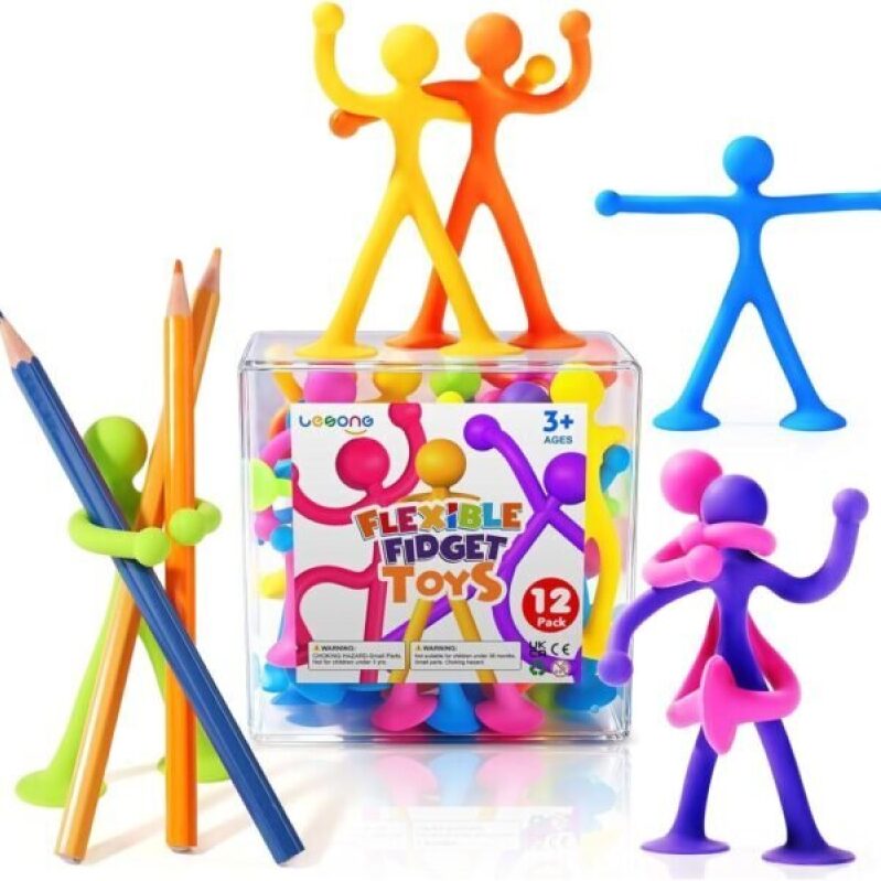 LESONG Bendable Soft Silicone Figures - 12 Pack for Kids