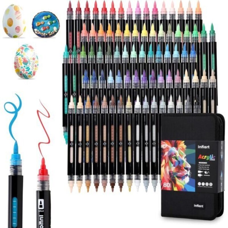 Infiart 80 Colors Acrylic Paint Markers Dual Tip - 50% Off