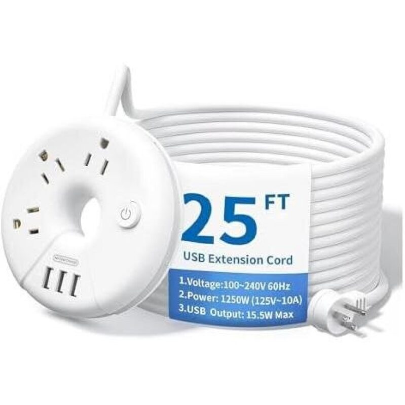 NTONPOWER Extra Long Extension Cord 25 ft with USB Output - 48% OFF