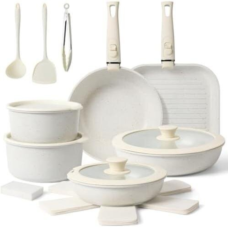 20-Piece Ceramic Non-Stick Cookware Set - 50% Discount
