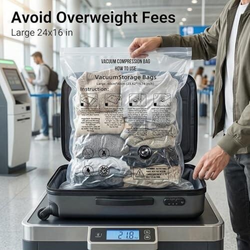 Travel Vacuum Compression Bags 9-Piece Set - Save on Baggage Fees