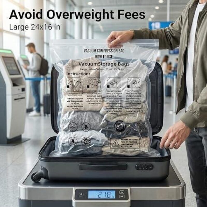 Travel Vacuum Compression Bags 9-Piece Set - Save on Baggage Fees