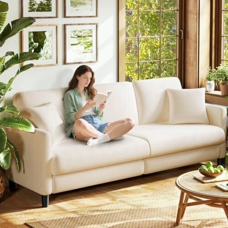 Affordable Teddy Velvet Sofa with Tool-Free Assembly - Creamy White