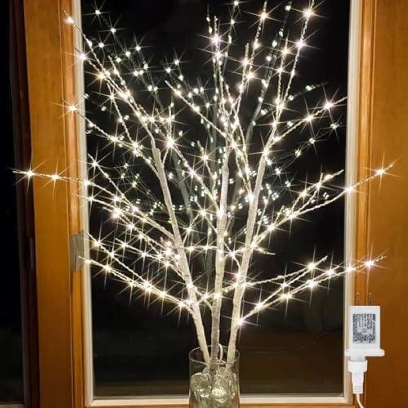 LED Illuminated White Birch Branch with Timer Plug - 50% Discount