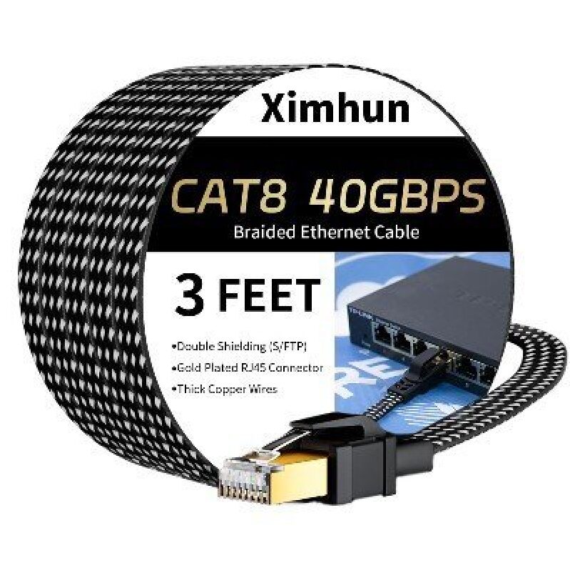 High-Speed 3 Feet CAT8 Ethernet Cable - 40Gbps