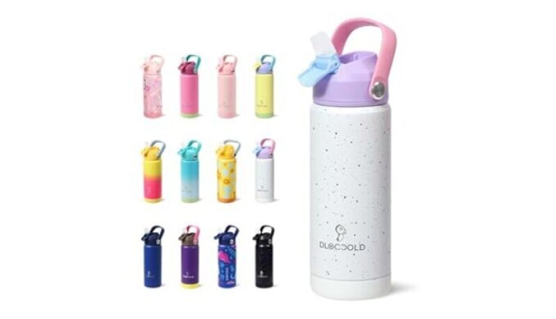 1/2 Packs 18oz Kids Water Bottle with Leak Proof Straw Lid
