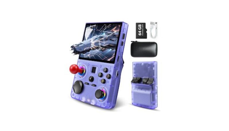 Retro Gaming Console with 3.5’’ IPS Screen and 4000mAh Battery - Purple