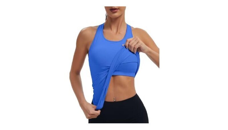 Lake Blue Seamless Racerback Tank Top - Ultimate Workout Comfort