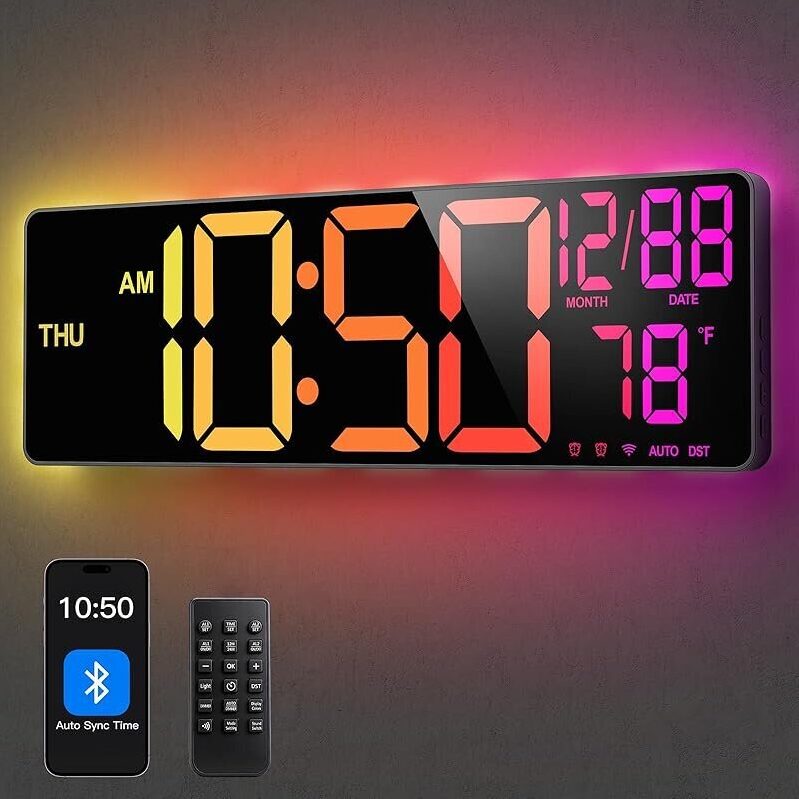 Tempospark 16-Inch Digital Wall Clock with Remote Control