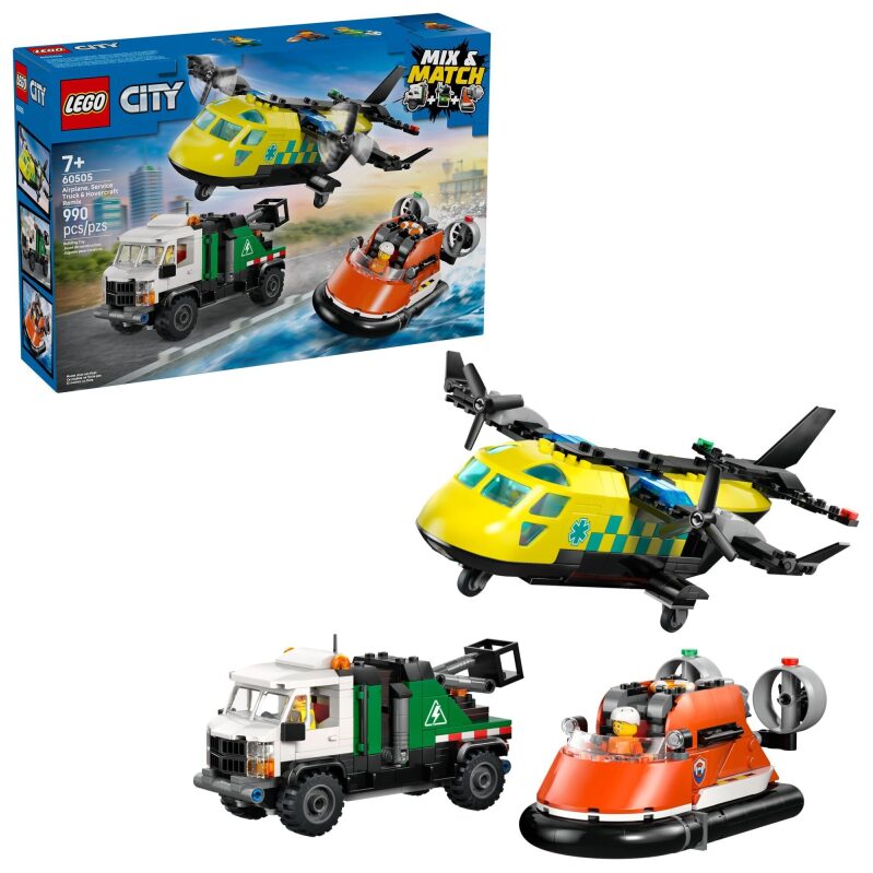 LEGO City Airplane, Service Truck & Hovercraft Building Toy Set