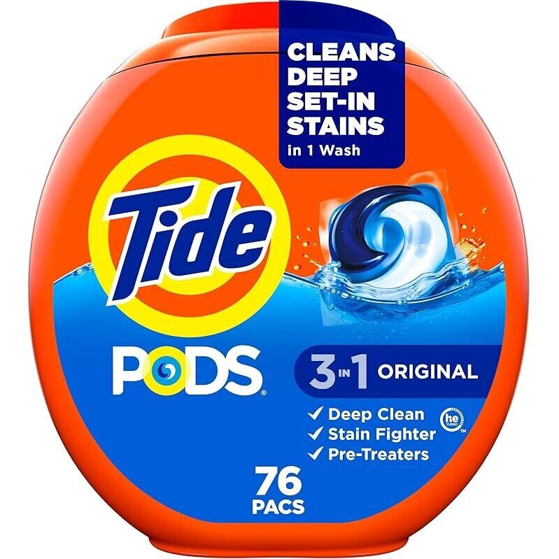 4-Pack Tide PODS Laundry Detergent Pacs, Original, 76-Count