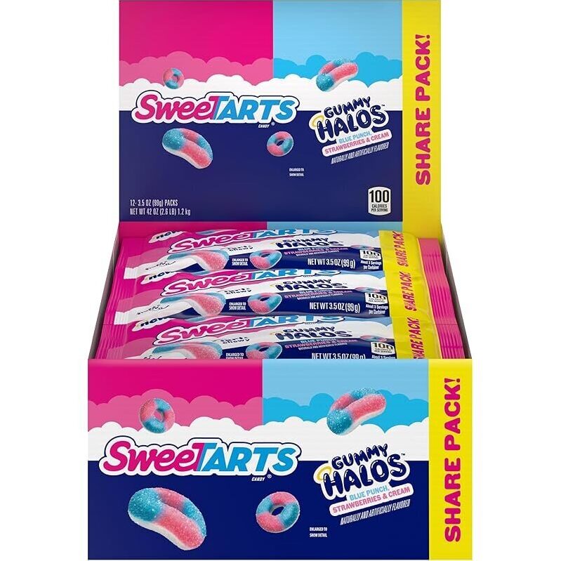 12 Count SweeTARTS Gummy Halos - Blue Punch and Strawberries