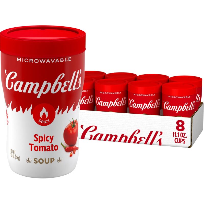 Campbell's Spicy Tomato Sipping Soup - 32pk, 11.1oz Microwavable Cups