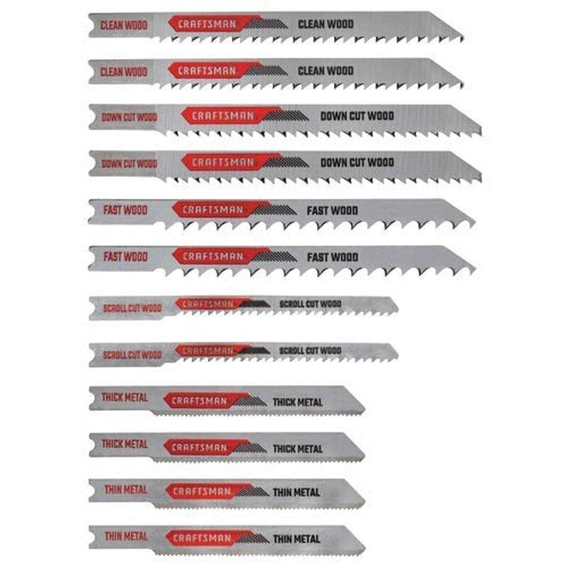 12pc Craftsman U-shank High-carbon Steel Jigsaw Blade Set